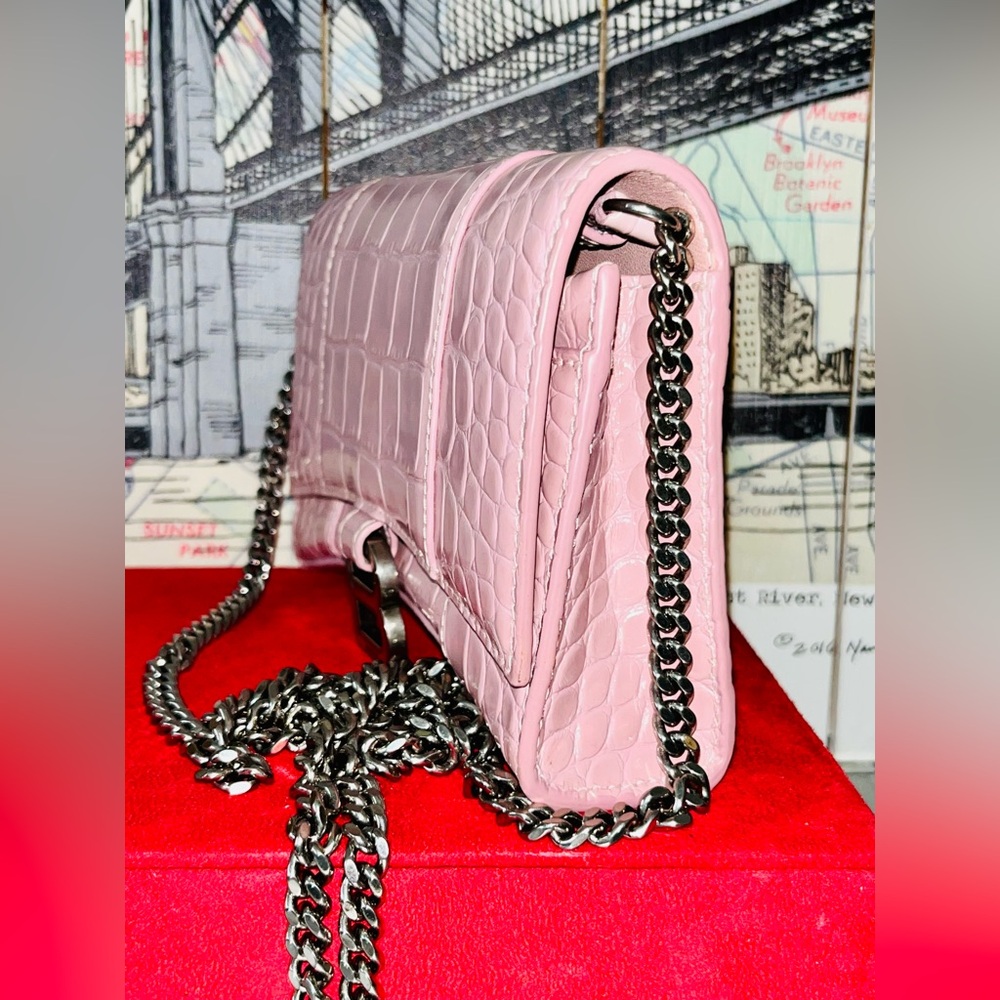 Balenciaga Pink Croc-Embossed Chain Bag - Picture 7 of 15